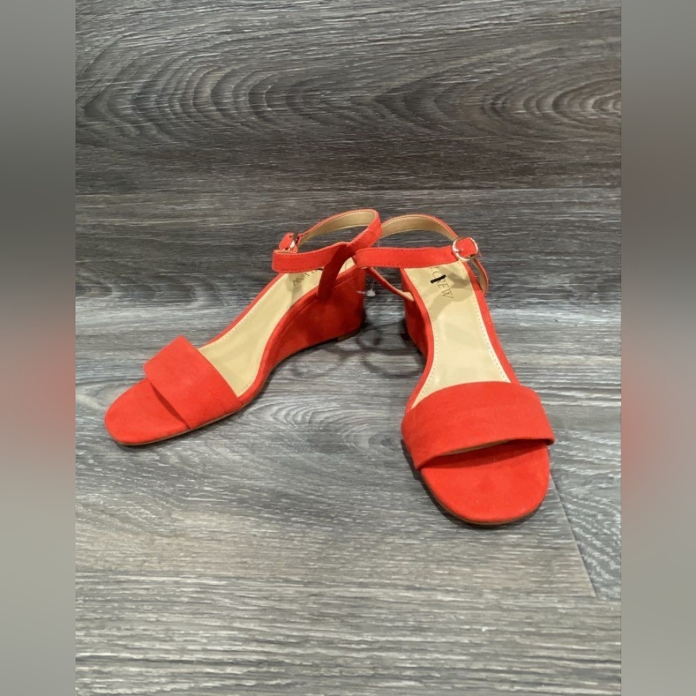 NEW J Crew Designer Elegant Red Wedge Women Sandals Stiletto Heels 7.5  8  8.5 - Picture 2 of 7